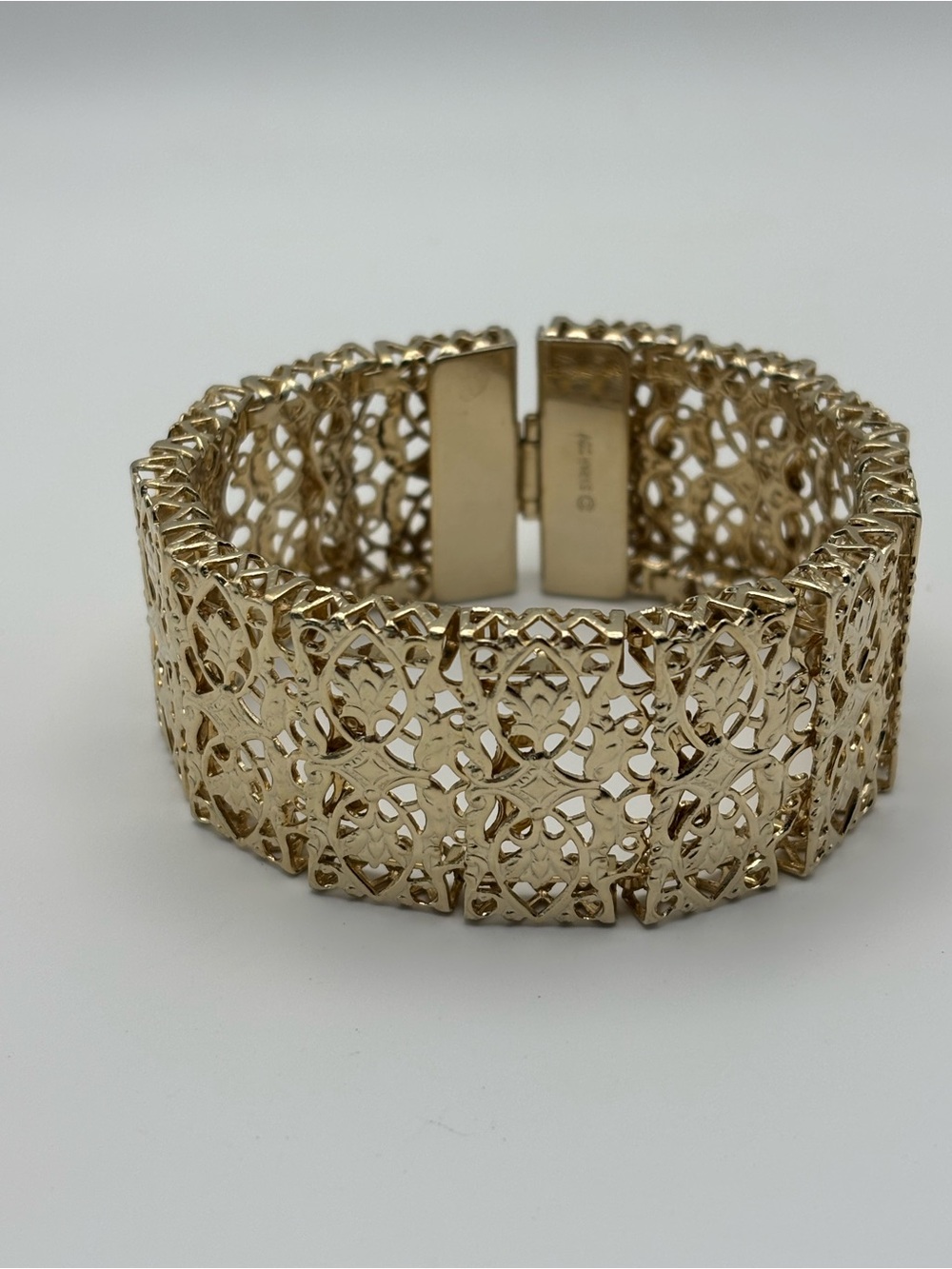 Vintage Sarah Cov. Gold tone Filigree Wide Statement Bracelet